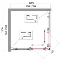 Душевой уголок BelBagno 100 х 100 х 195 см, профиль хром, стекло шиншилла, UNO-195-A-2-100-CH-CR