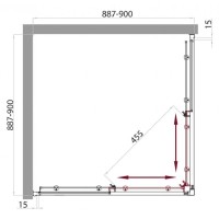 Душевой уголок BelBagno UNO-195-A-2-90-C-Cr, 90 х 90 х 195 см, профиль хром, стекло прозрачное