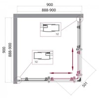 Душевой уголок BelBagno Uno-195, 90 х 90 х 195 см, профиль черный матовый, стекло прозрачное, UNO-195-A-2-90-C-NERO