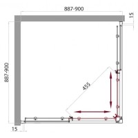Душевой уголок BelBagno Uno-195, UNO-195-A-2-90-P-Cr, 90 х 90 х 195 см, профиль хром, стекло рифленое