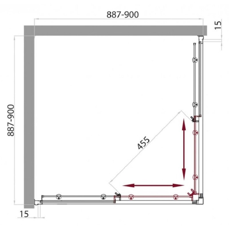 Душевой уголок BelBagno Uno-195, UNO-195-A-2-90-P-Cr, 90 х 90 х 195 см, профиль хром, стекло рифленое