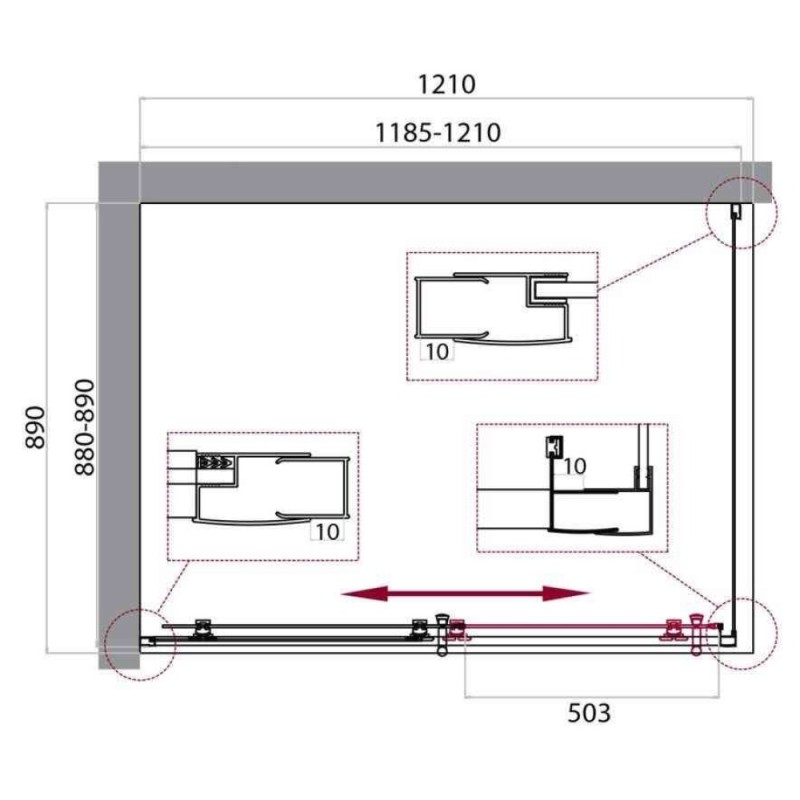 Душевой уголок BelBagno Uno-195, 120 х 90 см, стекло прозрачное, профиль хром, UNO-195-AH-1-120/90-C-Cr