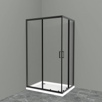 Душевой уголок BelBagno Uno-195, 100 х 80 х 195 см, профиль черный матовый, стекло прозрачное, UNO-195-AH-2-100/80-C-NERO
