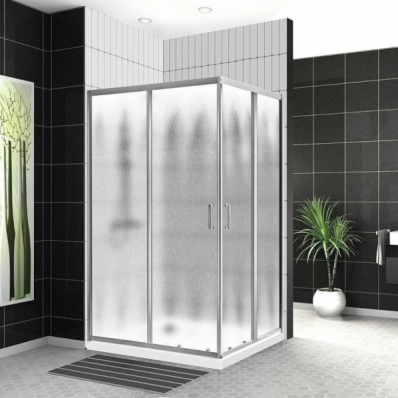 Душевой уголок BelBagno Uno-195, UNO-195-AH-2-100/80-CH-CR, 100 х 80 см, стекло шиншилла, профиль хром