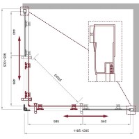 Душевой уголок BelBagno Uno-195, 120 х 100 см, стекло шиншилла, профиль хром, UNO-195-AH-2-120/100-CH-CR