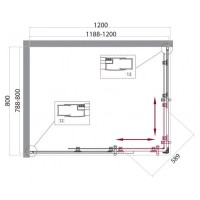 Душевой уголок BelBagno UNO-195, 120 х 80 х 195 см, стекло рифленое, профиль хром, UNO-195-AH-2-120/80-P-Cr