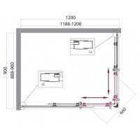 Душевой уголок BelBagno UNO-195, 120 х 90 х 195 см, стекло рифленое, профиль хром, UNO-195-AH-2-120/90-P-Cr