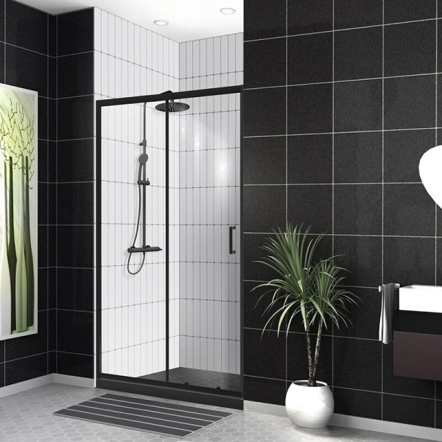 Душевая дверь в нишу BelBagno Uno-195, 120 х 195 см, профиль черный матовый, стекло прозрачное, UNO-195-BF-1-120-C-NERO