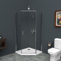 Душевой уголок BelBagno Uno-195, 80 х 80 см, стекло прозрачное, профиль хром, UNO-195-P-1-80-C-Cr