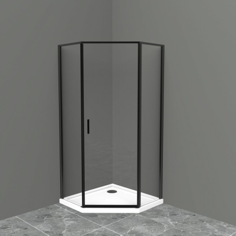 Душевой уголок BelBagno Uno-195, 90 х 90 х 195 см, профиль черный матовый, стекло прозрачное, UNO-195-P-1-90-C-NERO