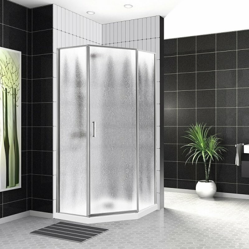 Душевой уголок BelBagno Uno-195, 90 х 90 см, стекло шиншилла, профиль хром, UNO-195-P-1-90-CH-CR
