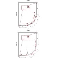 Душевой уголок BelBagno UNO-195-RH-2-120/90-C-Cr, 120 х 90 см, стекло прозрачное, профиль хром