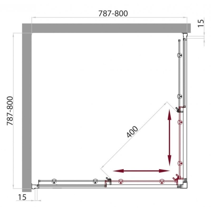 Душевой уголок BelBagno UNO-A-2-80-M-Cr, 80 х 80 см, стекло матовое, профиль хром