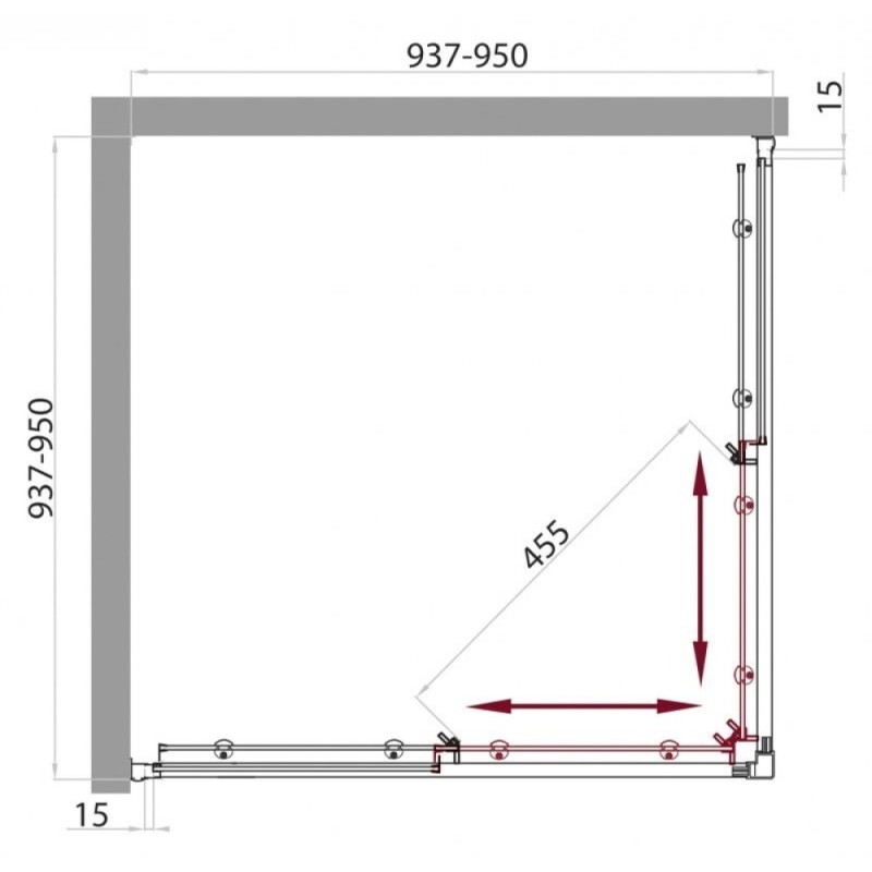 Душевой уголок BelBagno UNO-A-2-95-M-Cr, 95 х 95 см, стекло матовое, профиль хром
