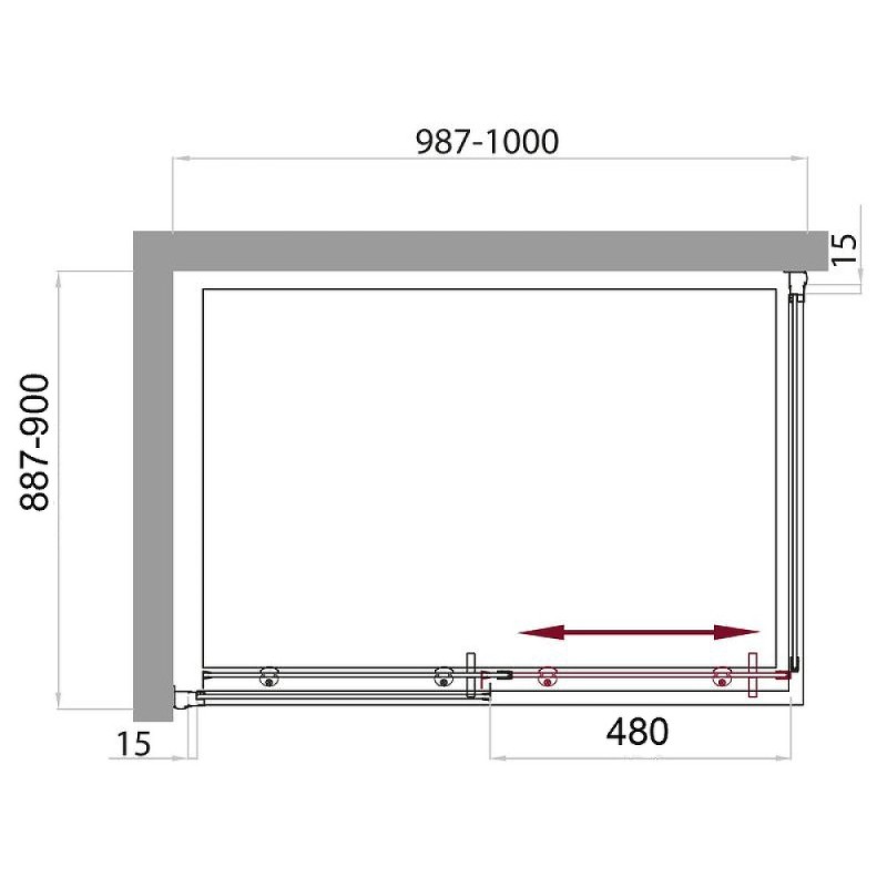 Душевой уголок BelBagno Uno 100 х 90 см, дверь раздвижная, стекло прозрачное, хром, UNO-AH-1-100/90-C-Cr