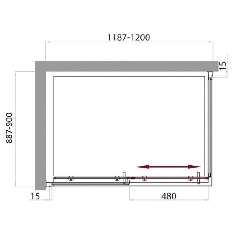 Душевой уголок BelBagno UNO-AH-1-120/90-C-Cr, 120 х 90 х 185 см, профиль хром, стекло прозрачное