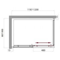 Душевой уголок BelBagno UNO-AH-1-120/90-P-Cr, 120 х 90 см, стекло рифленое, профиль хром