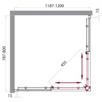 Душевой уголок BelBagno UNO-AH-2-120/80-M-Cr, 120 х 80 см, стекло матовое, профиль хром