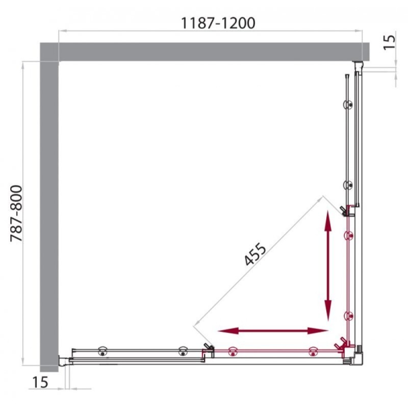 Душевой уголок BelBagno UNO-AH-2-120/80-M-Cr, 120 х 80 см, стекло матовое, профиль хром