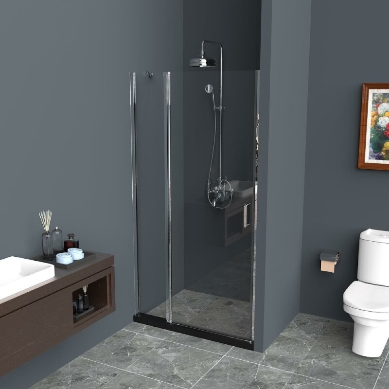 Душевая дверь BelBagno Uno, 90 см, стекло прозрачное, профиль хром, UNO-B-12-30+60-C-Cr