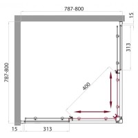 Душевая кабина BelBagno UNO-CAB-A-2-80-C/P-Cr-TOP, 80 х 80 см