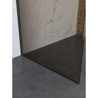 Душевая перегородка BelBagno UNO-L-1-TB-100-BR-GM, 100 см, стекло тонированное бронза, профиль вороненая сталь, gunmetal