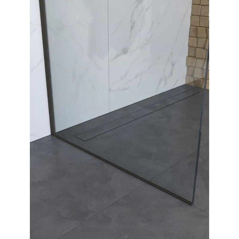 Душевая перегородка BelBagno UNO-L-1-TB-100-C-GM, 100 см, стекло прозрачное, профиль вороненая сталь, gunmetal