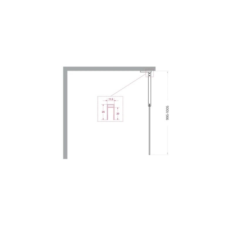 Душевая перегородка BelBagno UNO-L-1-TB-100-FL-Cr, 100 см, стекло рифленое, профиль хром
