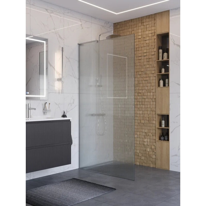 Душевая перегородка BelBagno UNO-L-1-TB-100-FL-Cr, 100 см, стекло рифленое, профиль хром