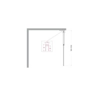 Душевая перегородка BelBagno UNO-L-1-TB-100-FL-GM, 100 см, стекло рифленое, профиль вороненая сталь, gunmetal