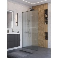 Душевая перегородка BelBagno UNO-L-1-TB-100-FL-GM, 100 см, стекло рифленое, профиль вороненая сталь, gunmetal