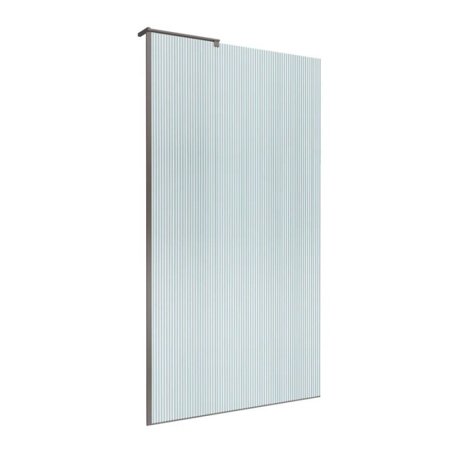 Душевая перегородка BelBagno UNO-L-1-TB-100-FL-GM, 100 см, стекло рифленое, профиль вороненая сталь, gunmetal
