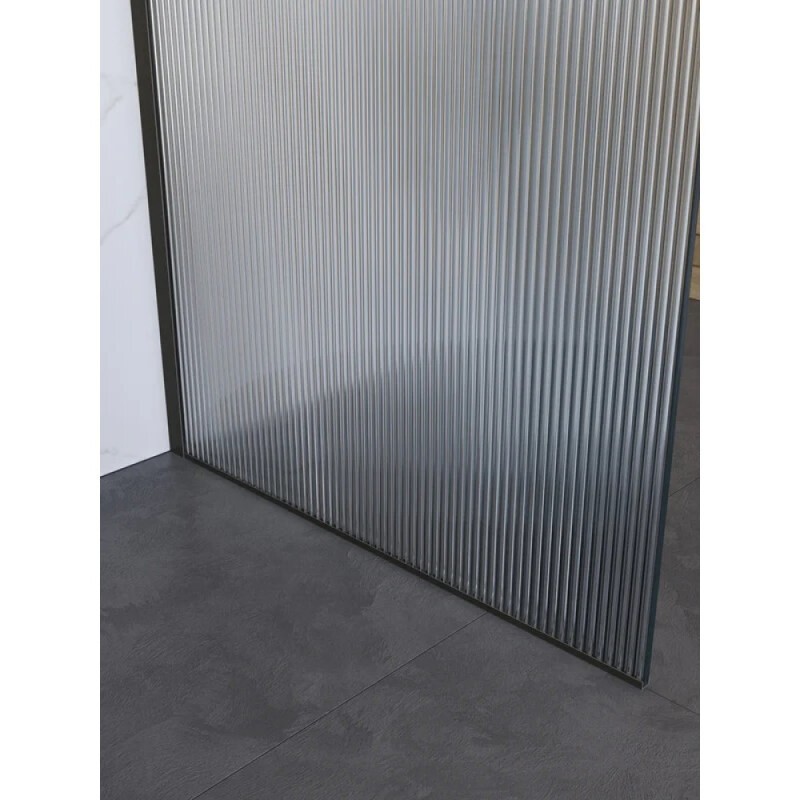 Душевая перегородка BelBagno UNO-L-1-TB-100-FL-GM, 100 см, стекло рифленое, профиль вороненая сталь, gunmetal