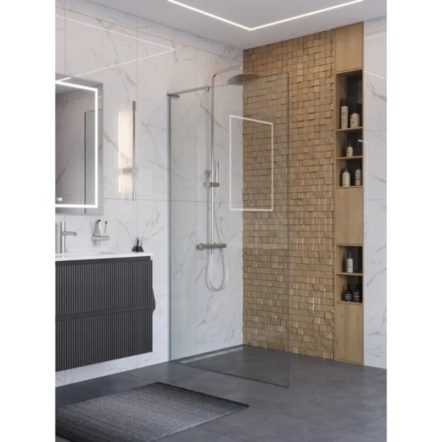 Душевая перегородка BelBagno UNO-L-1-TB-110-C-Cr, 110 см, стекло прозрачное, профиль хром