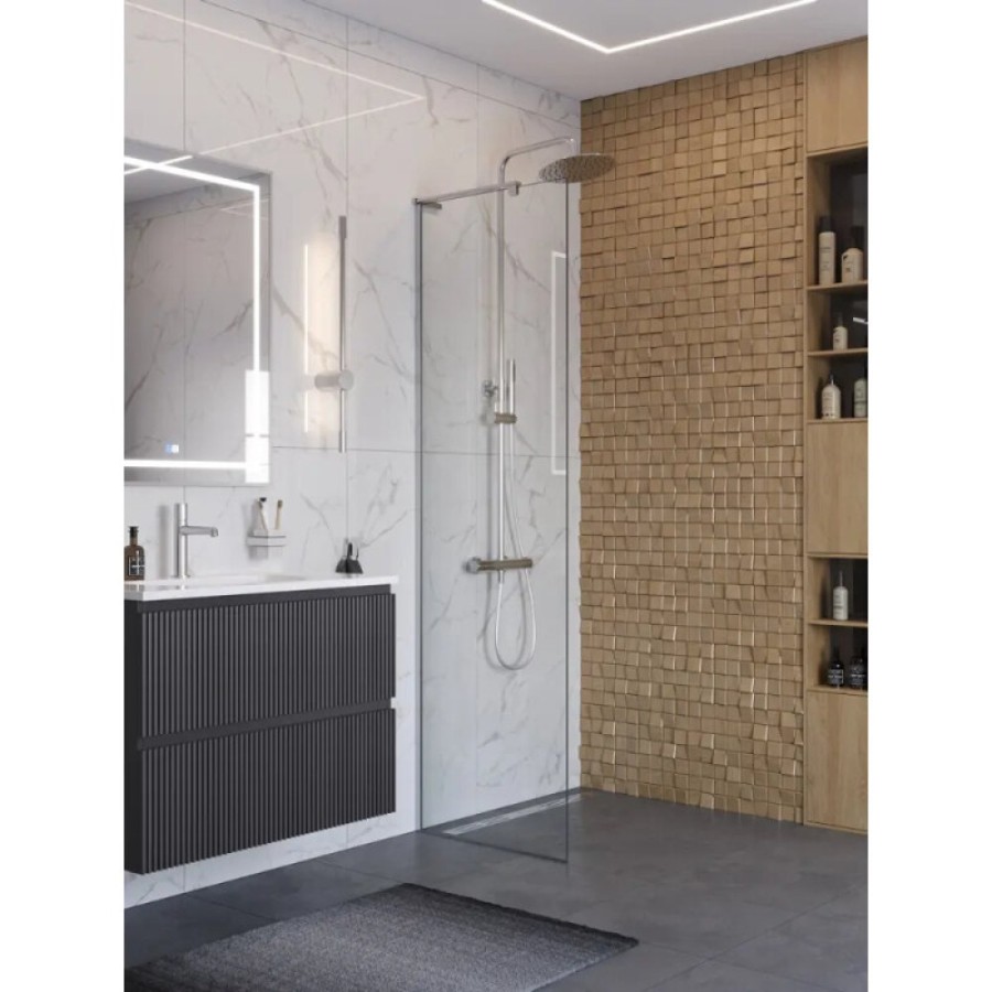Душевая перегородка BelBagno UNO-L-1-TB-70-C-Cr, 70 см, стекло прозрачное, профиль хром
