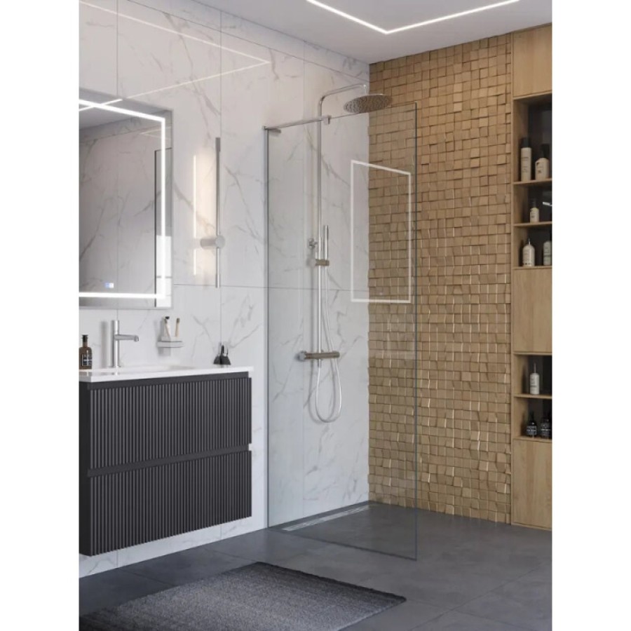 Душевая перегородка BelBagno UNO-L-1-TB-80-C-Cr, 80 см, стекло прозрачное, профиль хром