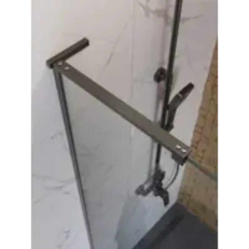 Душевая перегородка BelBagno UNO-L-1-TB-80-C-GM, 80 см, стекло прозрачное, профиль вороненая сталь, gunmetal