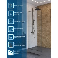 Душевая перегородка BelBagno UNO-L-1-TB-80-C-GM, 80 см, стекло прозрачное, профиль вороненая сталь, gunmetal