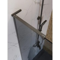 Душевая перегородка BelBagno UNO-L-1-TB-80-GR-GM, 80 см, стекло тонированное графит, профиль вороненая сталь, gunmetal