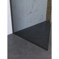 Душевая перегородка BelBagno UNO-L-1-TB-80-GR-GM, 80 см, стекло тонированное графит, профиль вороненая сталь, gunmetal