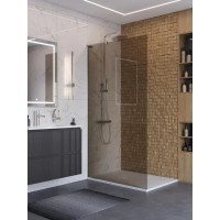Душевая перегородка BelBagno UNO-L-1-TB-90-BR-Cr, 90 см, стекло тонированное бронза, профиль хром