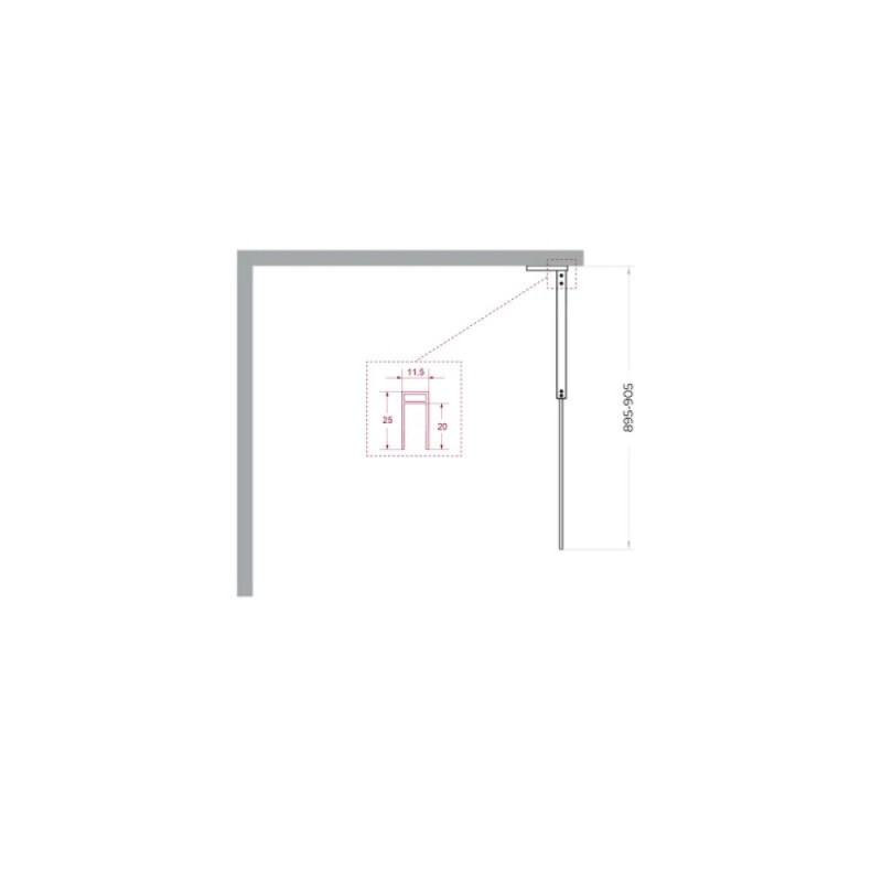 Душевая перегородка BelBagno UNO-L-1-TB-90-FL-Cr, 90 см, стекло рифленое, профиль хром