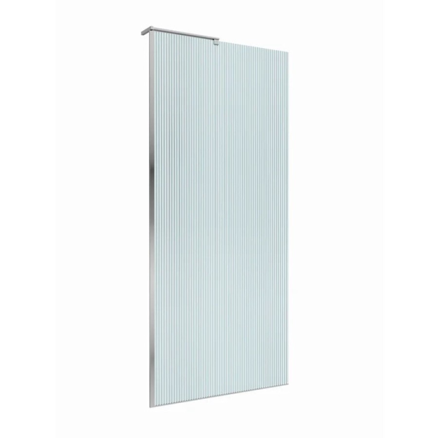 Душевая перегородка BelBagno UNO-L-1-TB-90-FL-Cr, 90 см, стекло рифленое, профиль хром