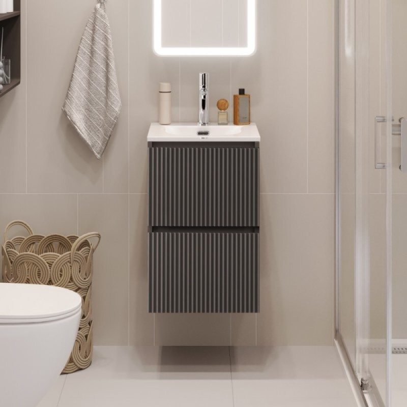 Тумба под раковину BelBagno UNO-MINI-400-2C-SO-GSO, 40 см, подвесная, темно-серая матовая