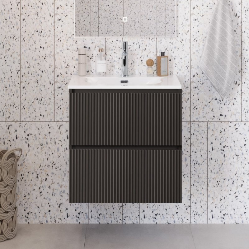 Тумба под раковину BelBagno UNO-MINI-600-2C-SO-GSO, 60 см, подвесная, темно-серая матовая