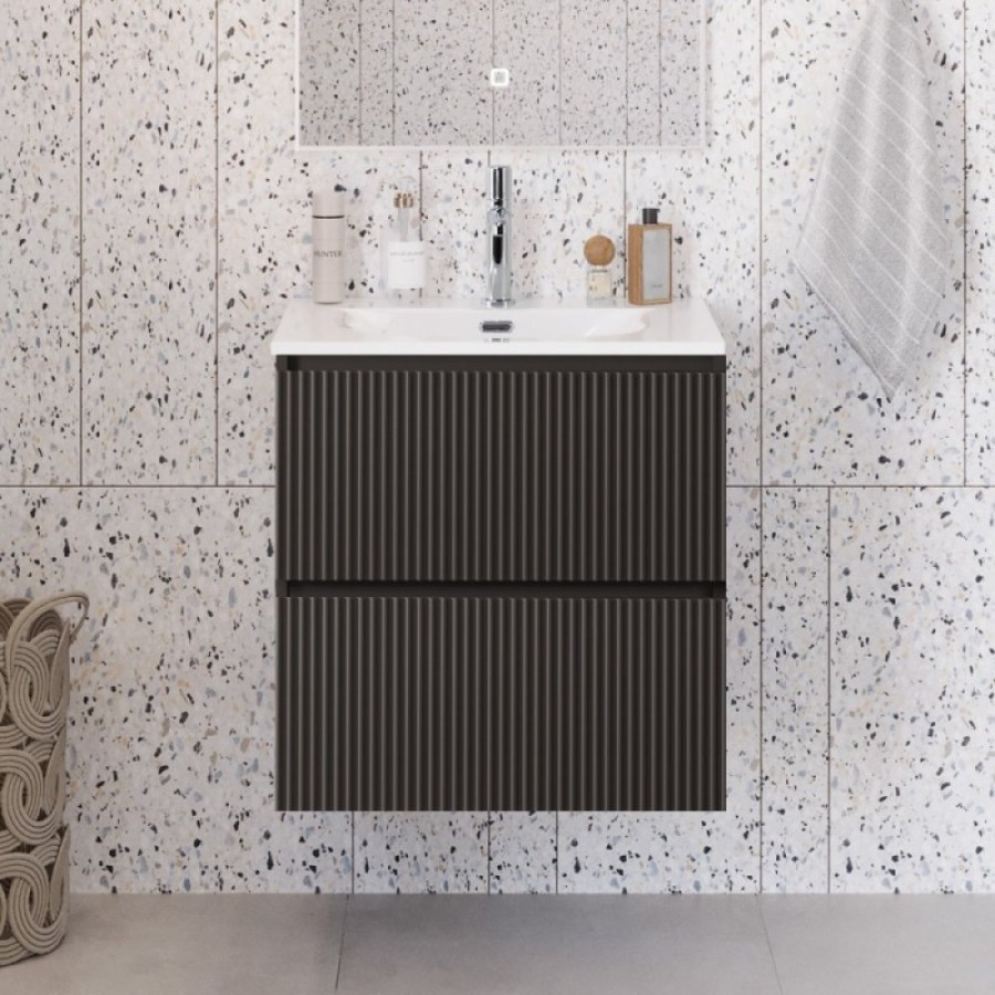 Тумба под раковину BelBagno UNO-MINI-600-2C-SO-GSO, 60 см, подвесная, темно-серая матовая