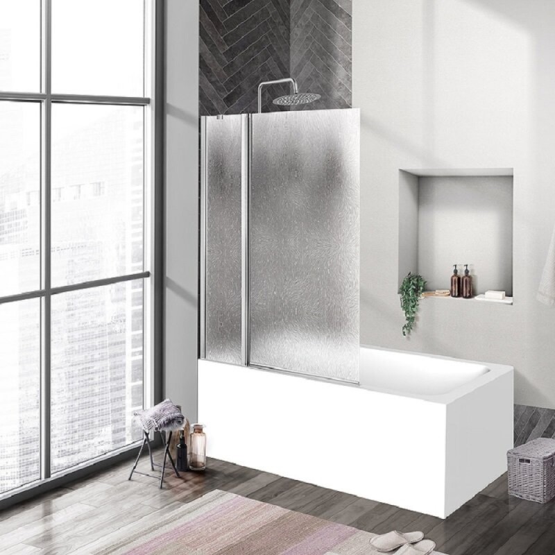 Шторка для ванны BelBagno Uno, 90 х 150 см, стекло шиншилла, профиль хром, UNO-V-1-90/150-CH-CR