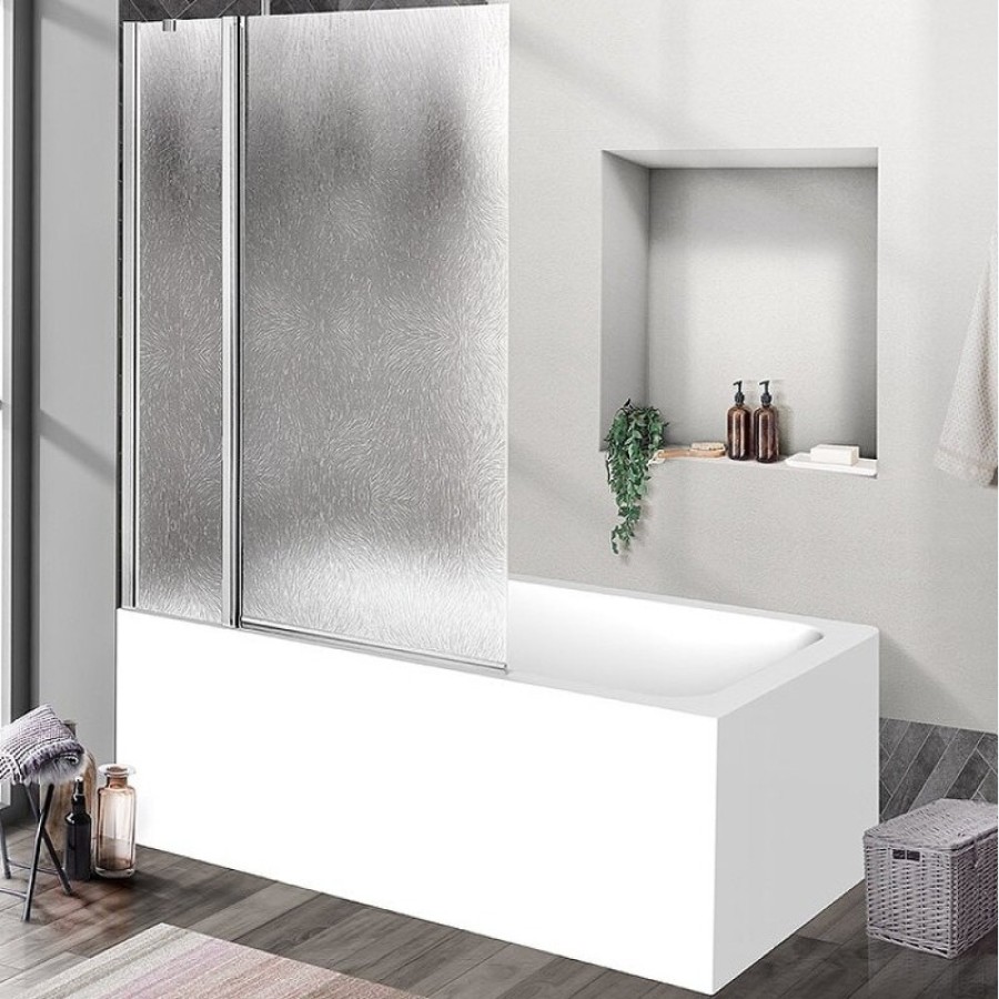 Шторка для ванны BelBagno Uno, 90 х 150 см, стекло шиншилла, профиль хром, UNO-V-1-90/150-CH-CR