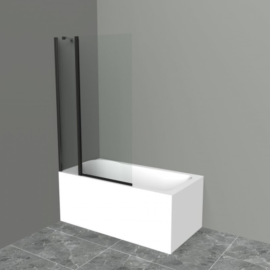Душевая шторка на ванну BelBagno Uno, 100 х 150 см, стекло прозрачное, профиль черный матовый, UNO-V-11-100/150-C-NERO