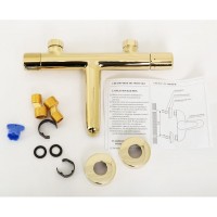 Смеситель для ванны и душа BelBagno UNO-VASM/DFS-ORO, с душевым гарнитуром, цвет золото